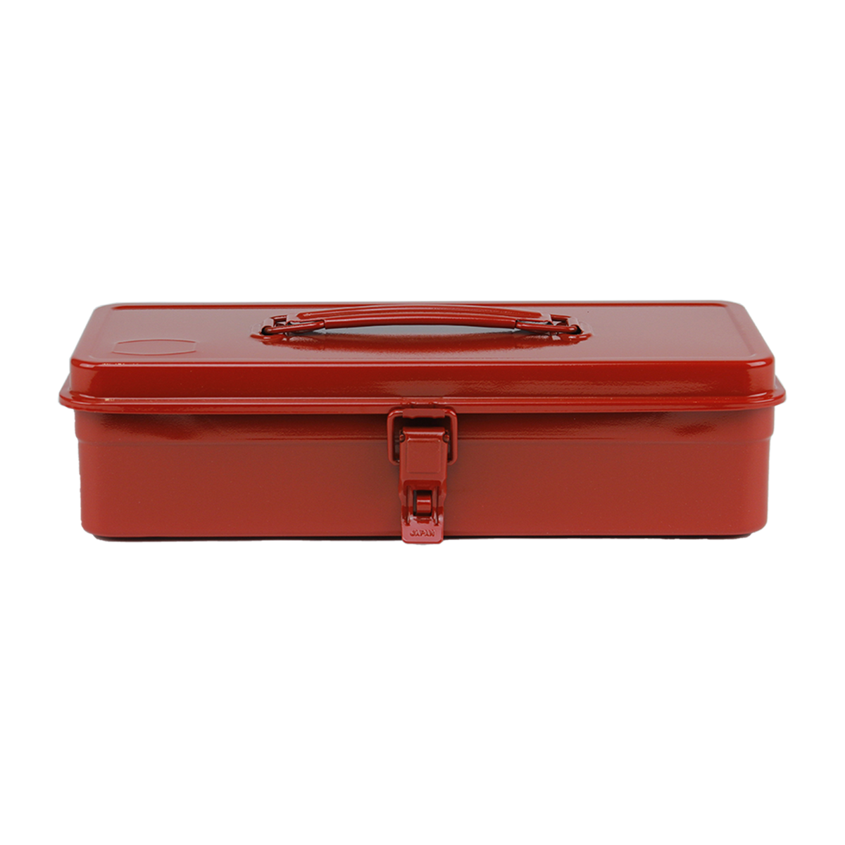 Toyo Steel T-320 Red. Compact matte red steel toolbox featuring a seamless design and round handle, ideal for secure and organized storage. 1.0kg.