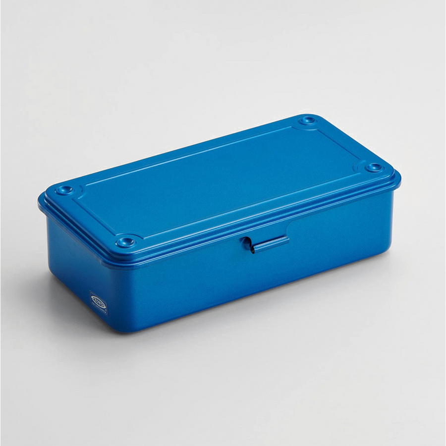 Toyo Steel T-190 Blue. Matte blue steel box, pressed from a single plate. Durable, lightweight, and stackable. 0.4kg.