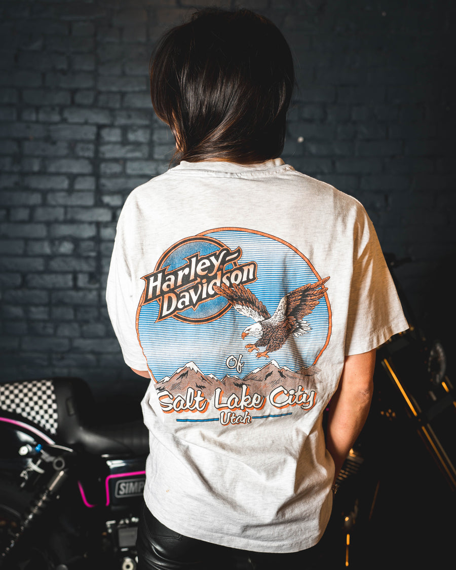 Harley Davidson Vintage T-Shirt - Salt Lake City Harley Utah - Grey