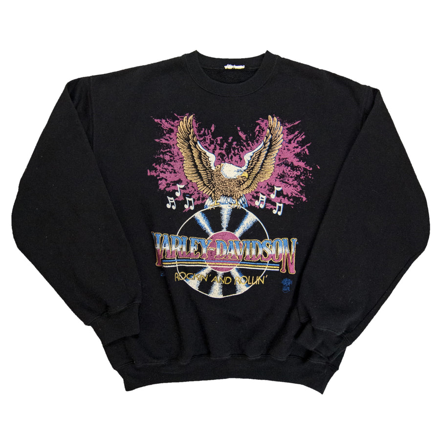 Harley Davidson Vintage Sweatshirt- Rockin' and Rollin' - Black