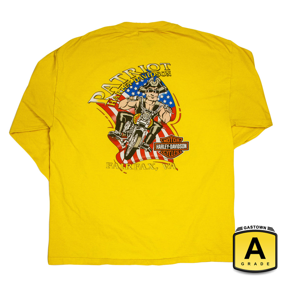 Harley Davidson Vintage Long Sleeve T-Shirt - Patriot Harley Fairfax - Yellow