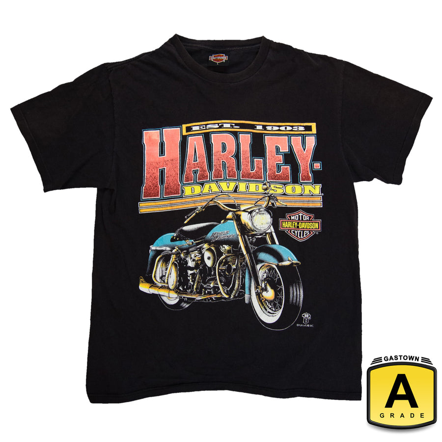 Harley Davidson Vintage T-Shirt - Est. 1903 Pink & Blue - Black