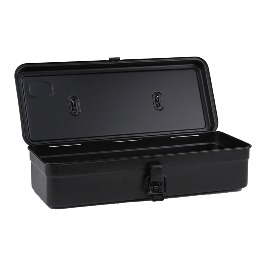 Toyo Steel T-320 Black. Open view showing the interior of the matte black toolbox, designed for organized storage and easy access. 1.0kg.