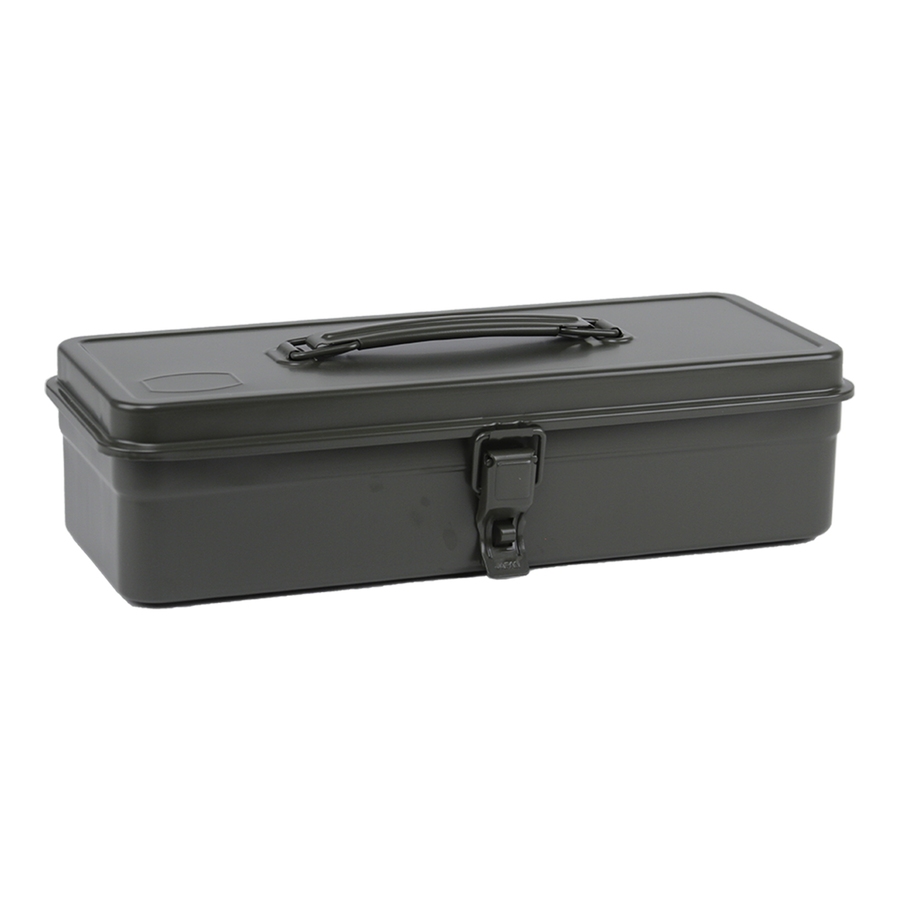 Toyo Steel T-320 Moss Green. Sleek matte moss green toolbox with a round handle and cylinder lock, designed for durability and practical use. 1.0kg.