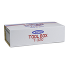 Toyo Steel T-320 Red. Packaging showing the toolbox inside its box, highlighting its sturdy design and vibrant color. 1.0kg.