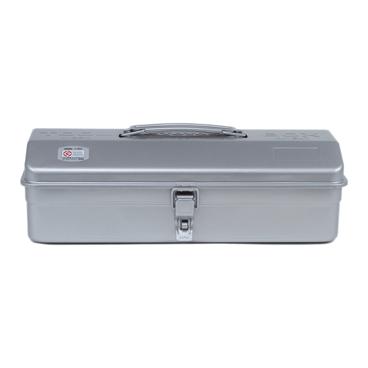 Toyo Steel Y-350 Glossy Silver. Elegant glossy silver steel container with a camber-top cover and round handle, providing a sleek and functional storage option. 1.3kg.